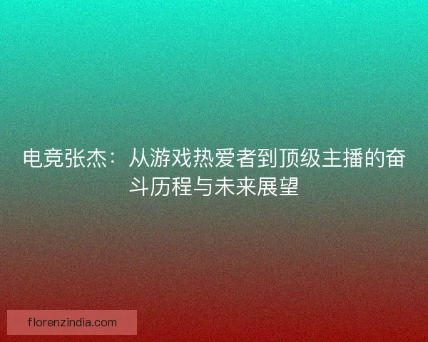 电竞张杰：从游戏热爱者到顶级主播的奋斗历程与未来展望